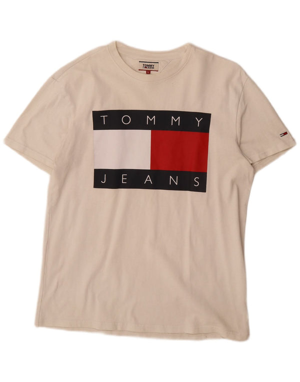 Tommy Hilfiger Mens Graphic T-Shirt Top Large White Cotton