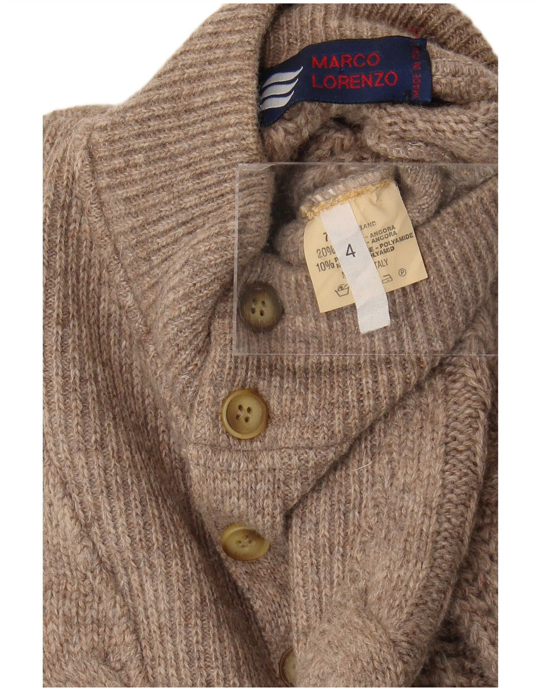 Vintage Mens Button Neck Jumper Sweater XL Brown Wool