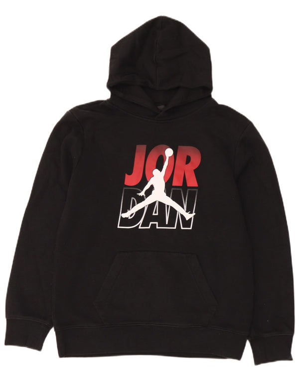 Jordan Boys Graphic Hoodie Jumper 13-14 Years XL Black Cotton