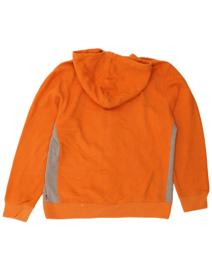IZOD Mens Zip Hoodie Sweater Large Orange Colourblock Cotton