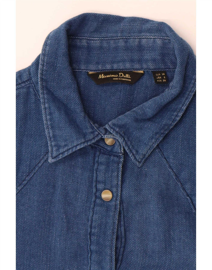 Massimo Dutti Womens Denim Shirt EU 38 Small Blue