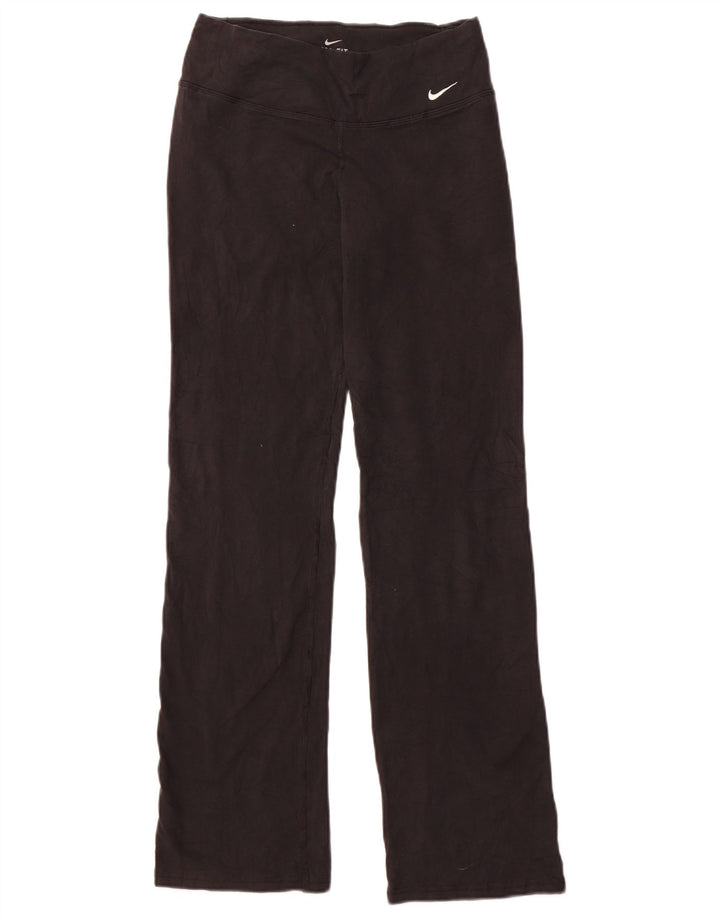 Nike Womens Dri Fit Tracksuit Trousers UK 14 Medium Black Cotton