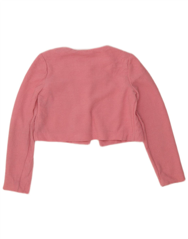 Zara Womens Crop Cardigan Sweater UK 10 Small Pink Polyester