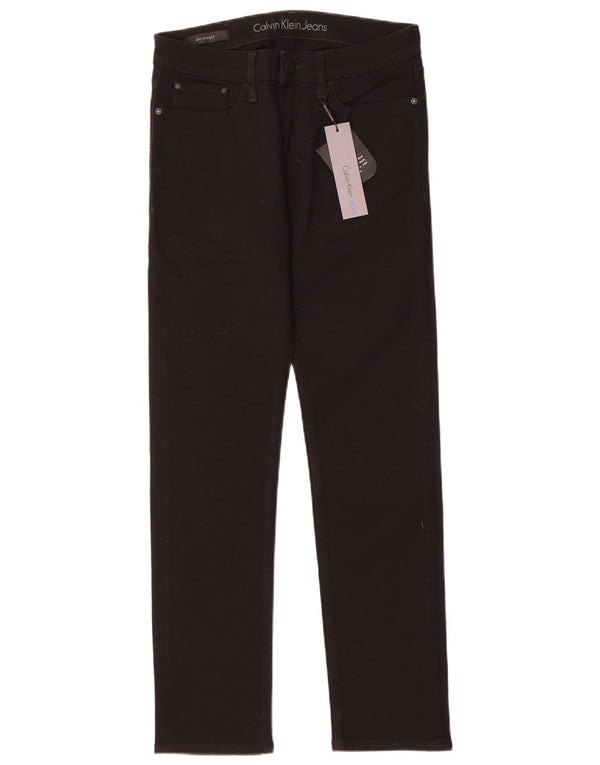 Calvin Klein Mens Slim Straight Jeans W28 L30 Black Cotton