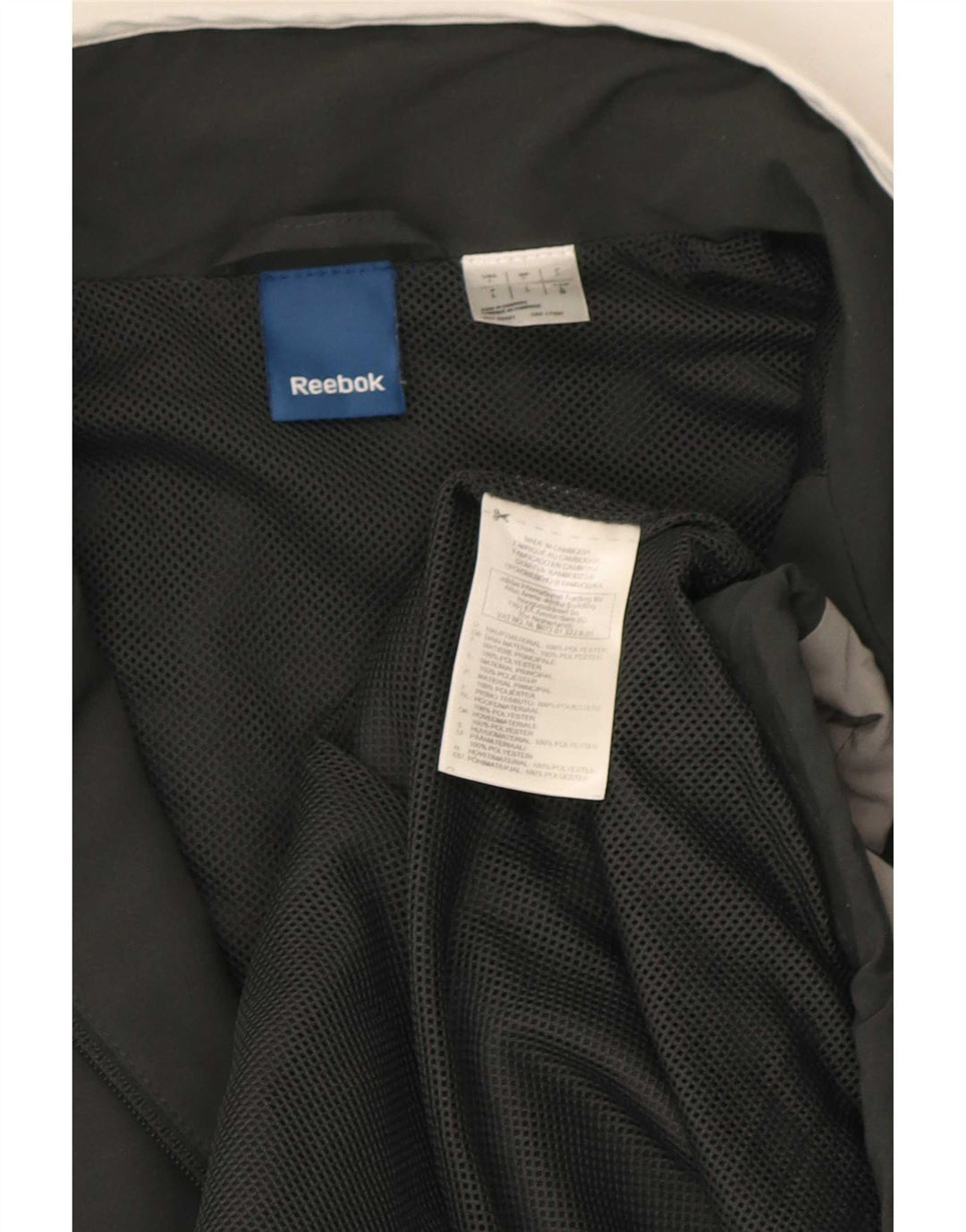 Reebok Mens Tracksuit Top Jacket Large Black Colourblock Polyester
