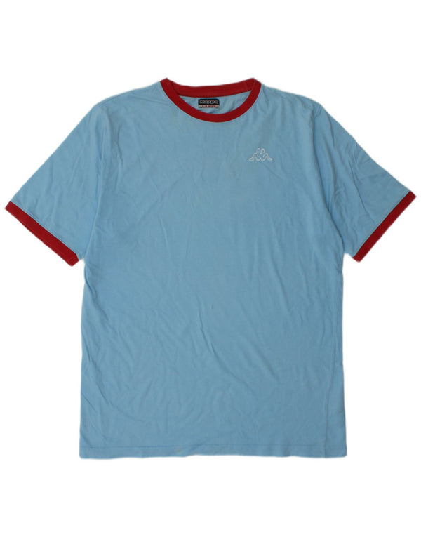 Kappa Mens T-Shirt Top Large Blue Colourblock Cotton