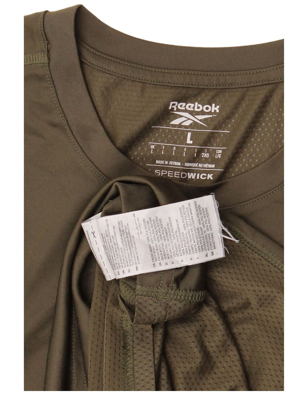 Reebok Mens T-Shirt Top Large Khaki Polyester