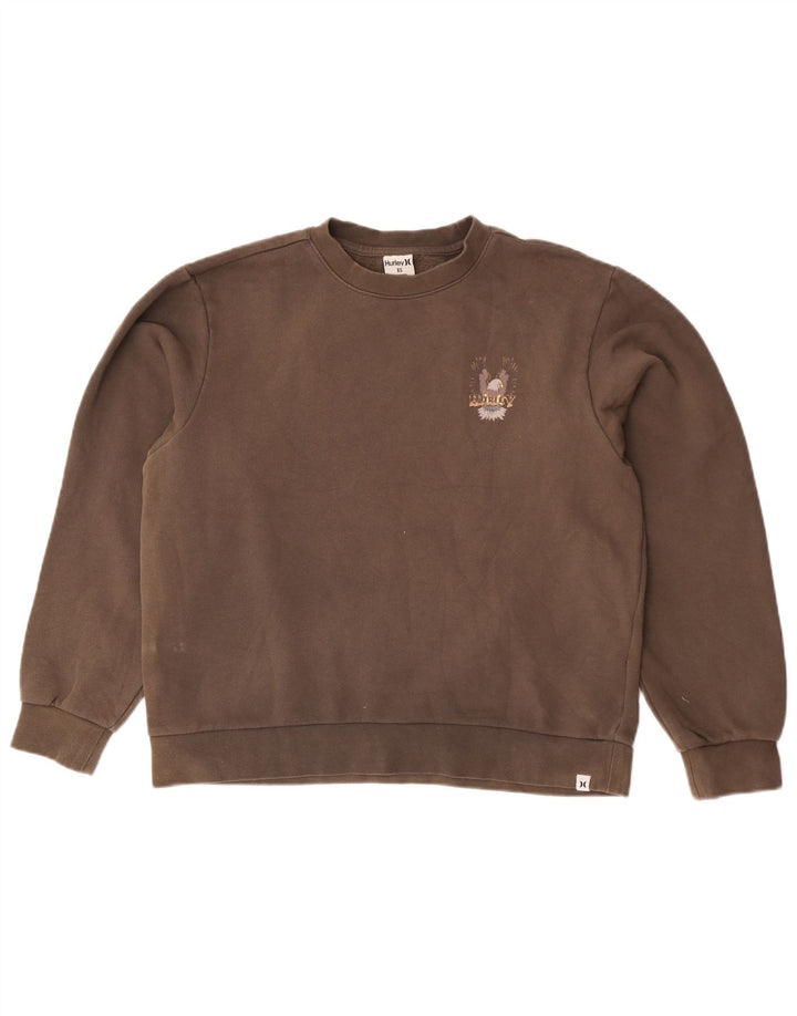 Hurley Mens Graphic Sweatshirt Jumper XS Brown Cotton