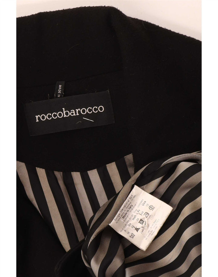 Roccobarocco Womens Overcoat IT 48 XL Black Polyester