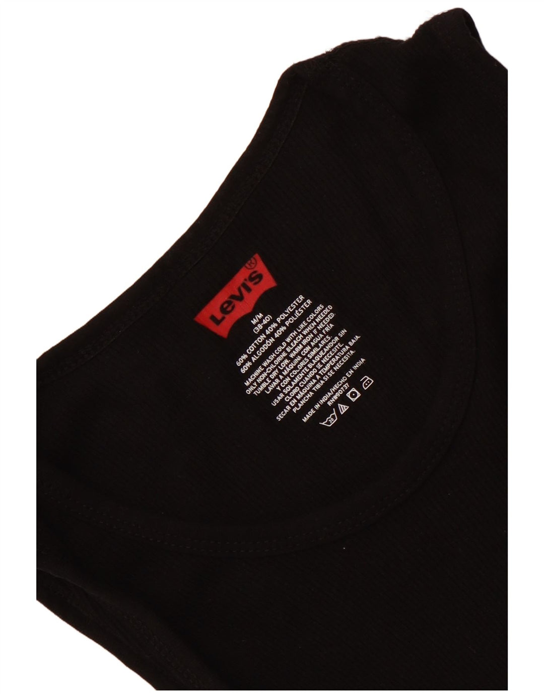 LEVI'S Mens Vest Top UK 38/40 Medium Black Cotton