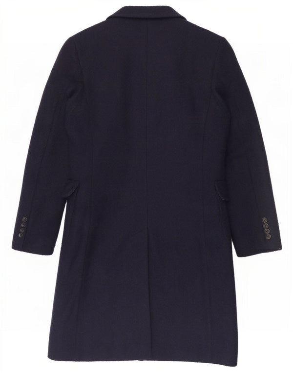 Gianni Feraud Womens Overcoat UK 14 Large Navy Blue Chevron Polyester