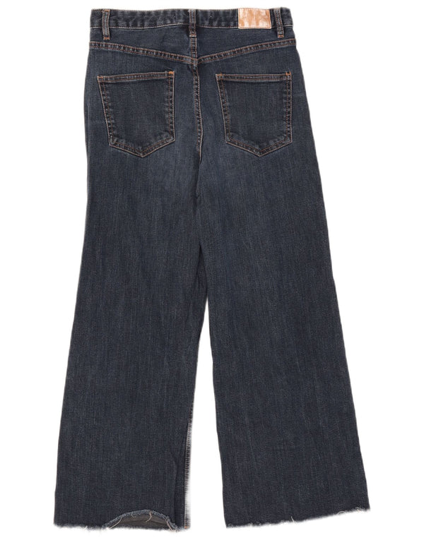 Zara Womens Crop Wide Leg Jeans EU 40 Medium W30 L25 Blue Cotton