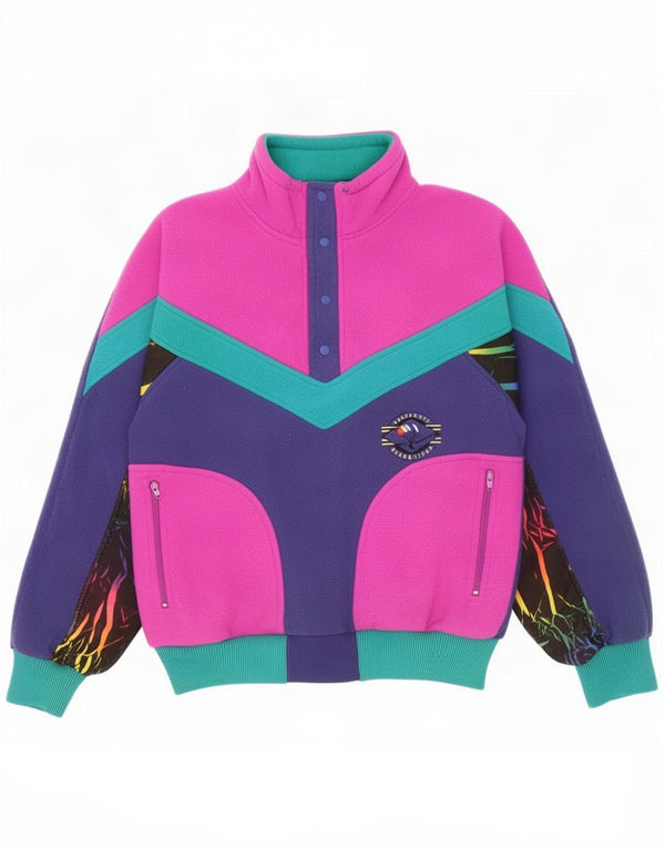 Vintage Womens Oversized Fleece Jumper UK 10 Small Multicoloured