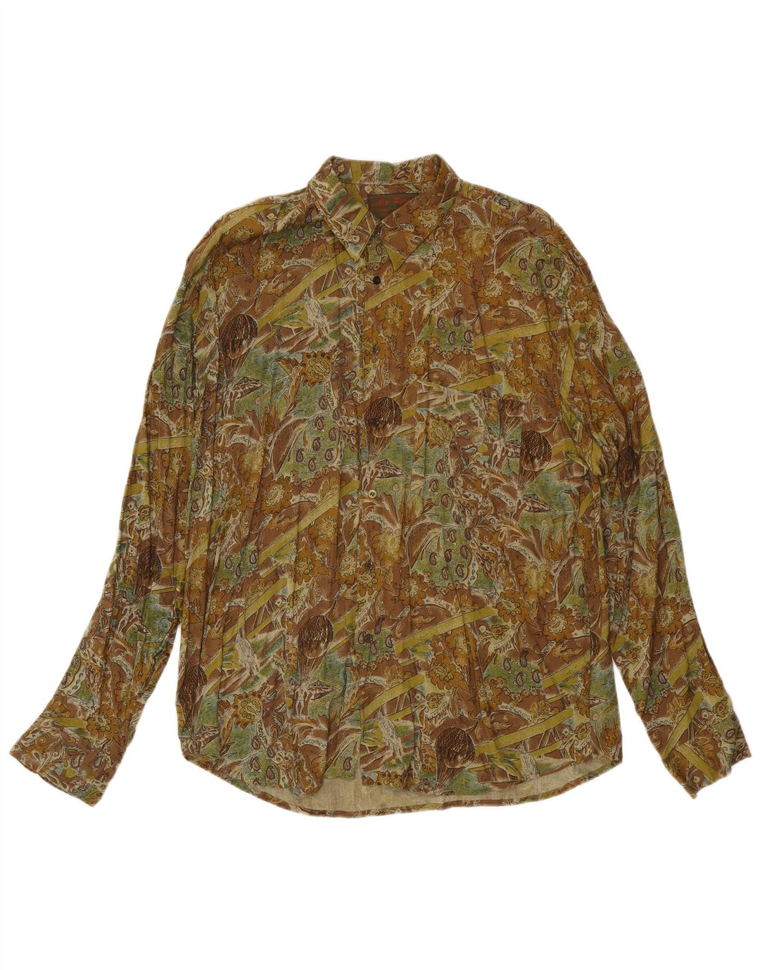 Vintage Mens Shirt XL Green Paisley Viscose