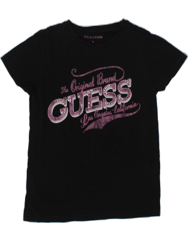 GUESS Girls Graphic T-Shirt Top 7-8 Years Black | Vintage Guess | Thrift | Second-Hand Guess | Used Clothing | Messina Hembry 