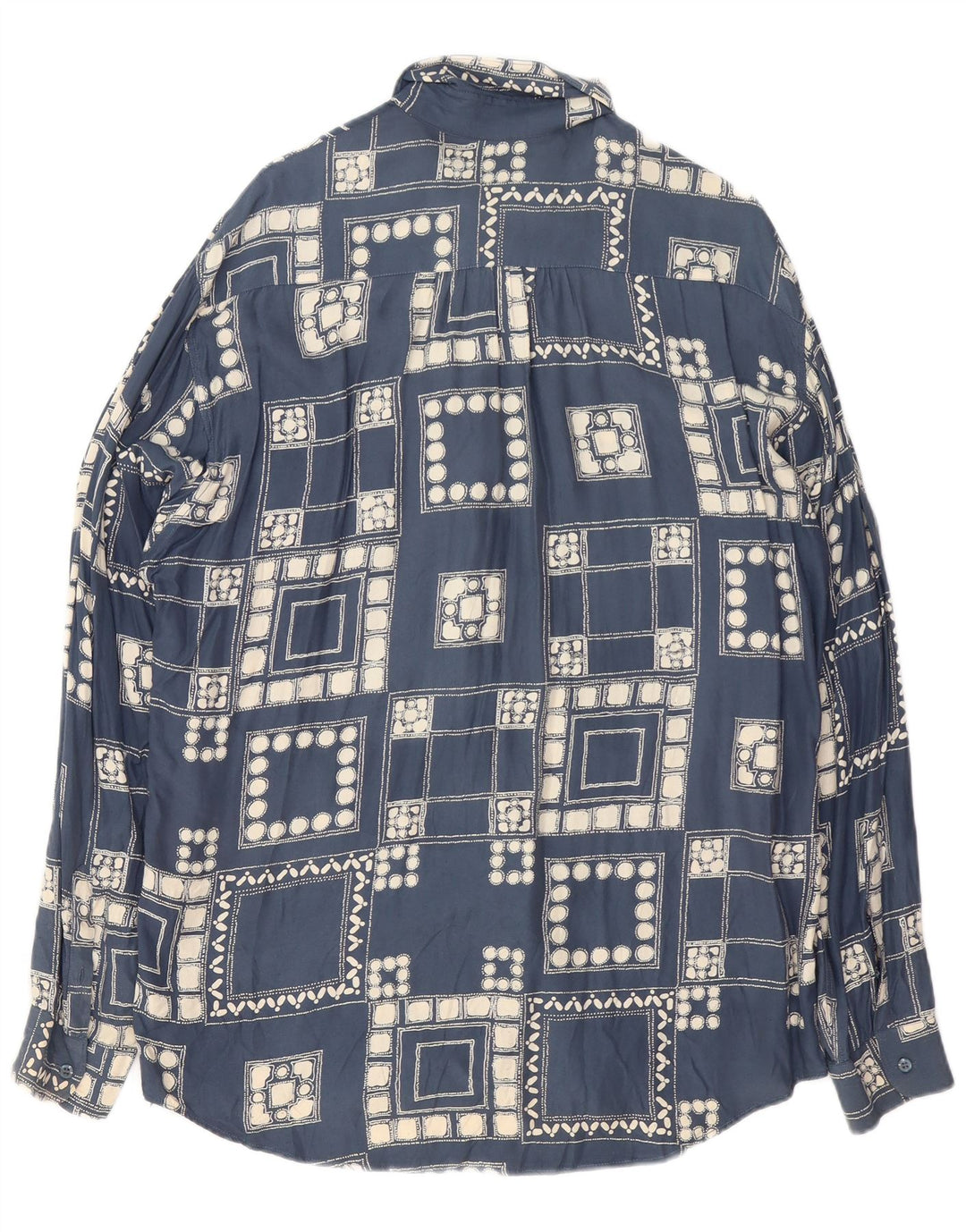 VINTAGE Mens Shirt Large Navy Blue Geometric