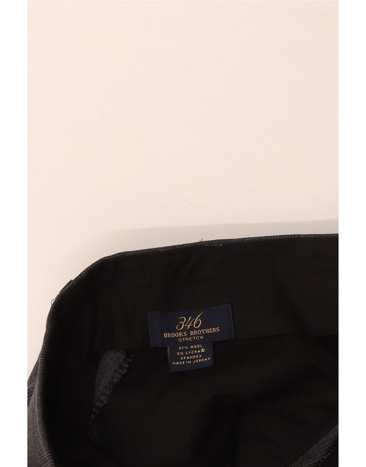 Brooks Brothers Mens 346 Straight Suit Trousers W36 L31 Grey Check Wool