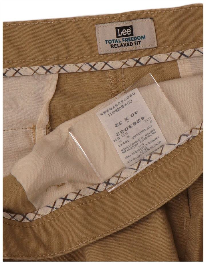 LEE Mens Total Freedom Relaxed Fit Chino Trousers W40 L32 Beige Polyester