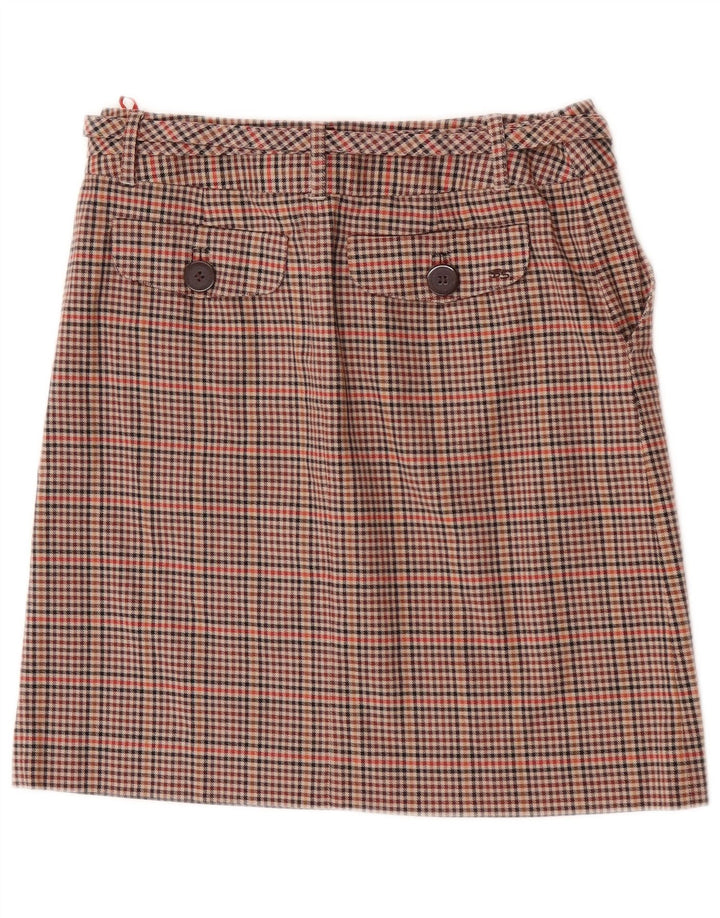 Ben Sherman Womens Mini Skirt Small W27 Brown Check Cotton