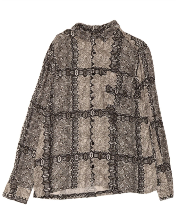 TOPMAN Mens Shirt Medium Grey Paisley Viscose