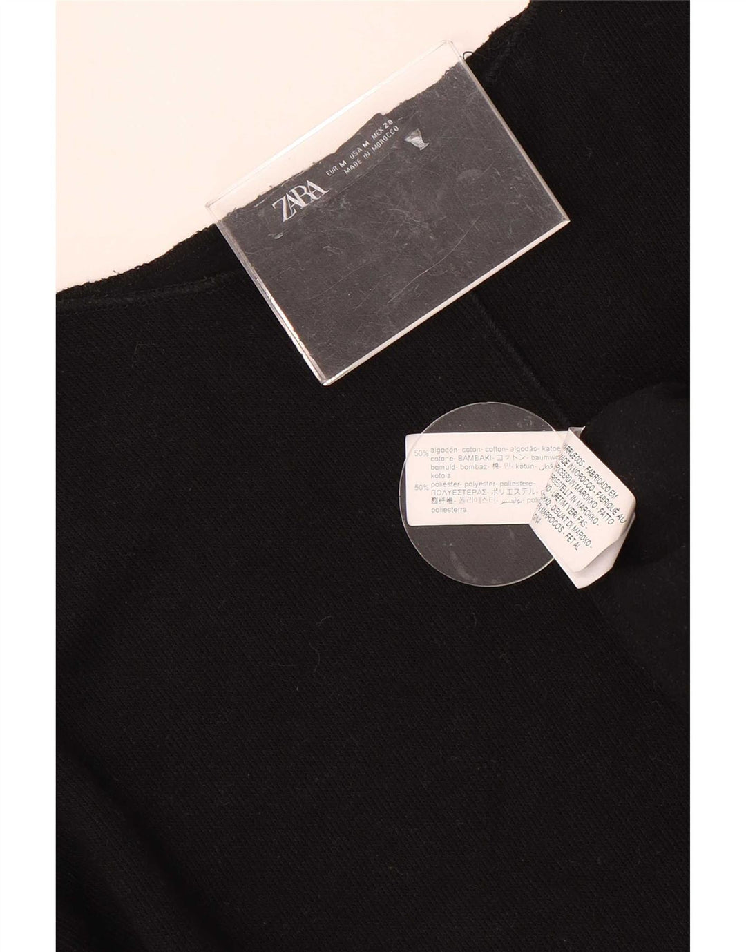 Zara Womens Top Long Sleeve UK 14 Medium Black Cotton