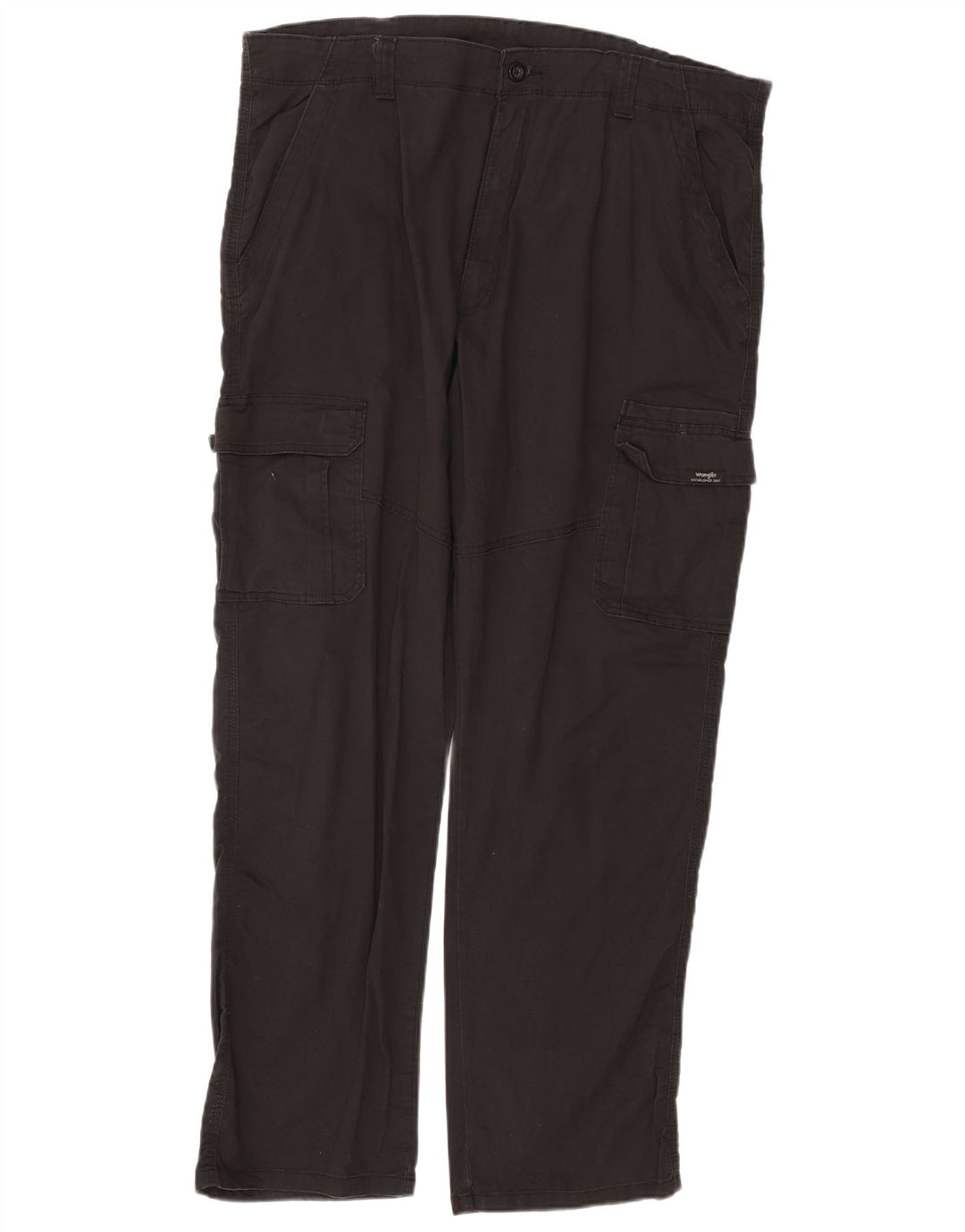 WRANGLER Mens Straight Cargo Trousers W40 L32 Black Cotton