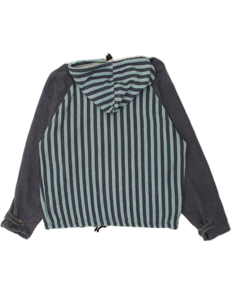 VINTAGE Womens Hoodie Jumper UK 14 Medium Navy Blue Striped Cotton | Vintage Vintage | Thrift | Second-Hand Vintage | Used Clothing | Messina Hembry 