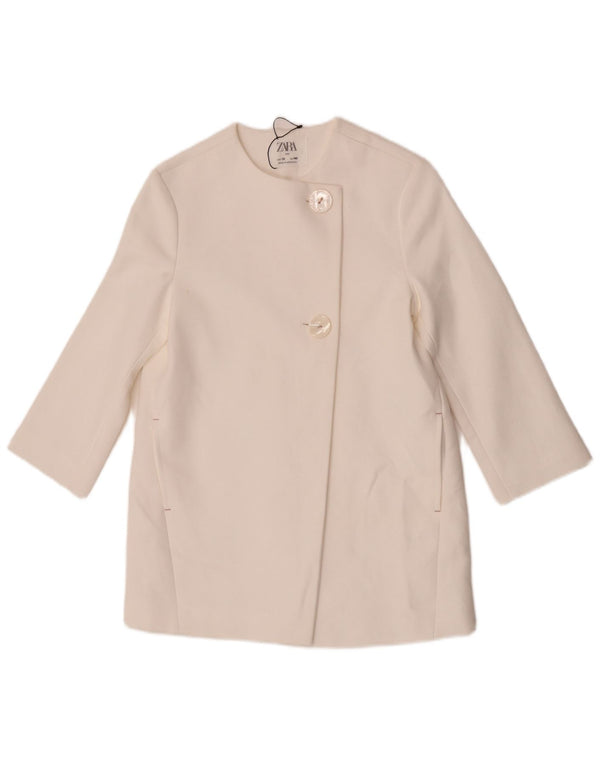 Zara Girls 2 Button Blazer Jacket 9-10 Years White Cotton