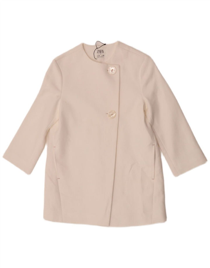 Zara Girls 2 Button Blazer Jacket 9-10 Years White Cotton