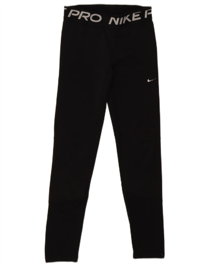 Nike Girls Dri Fit Graphic Leggings 12-13 Years Large  Black Polyester