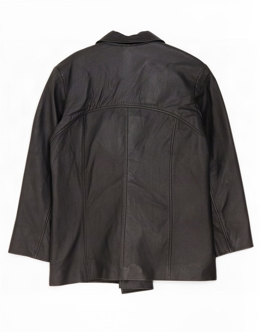 Vintage Womens 4 Button Leather Blazer Jacket EU 42 Large Black