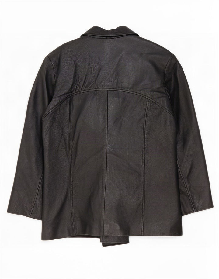 Vintage Womens 4 Button Leather Blazer Jacket EU 42 Large Black