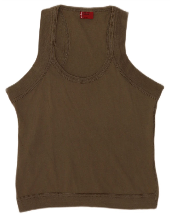 Levi's Womens Vest Top UK 12 Medium Khaki Cotton