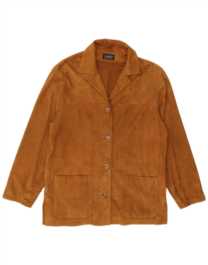 ZARRO Womens Suede Jacket IT 46 Large Beige Leather