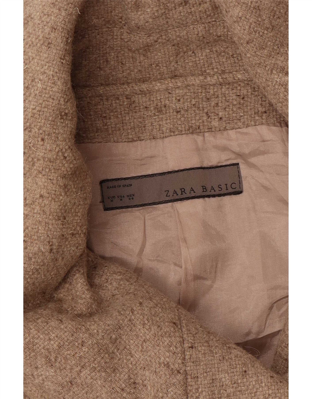 Zara Womens Double Breasted Coat UK 12 Medium Beige Flecked