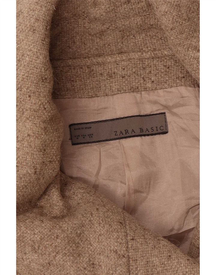 Zara Womens Double Breasted Coat UK 12 Medium Beige Flecked