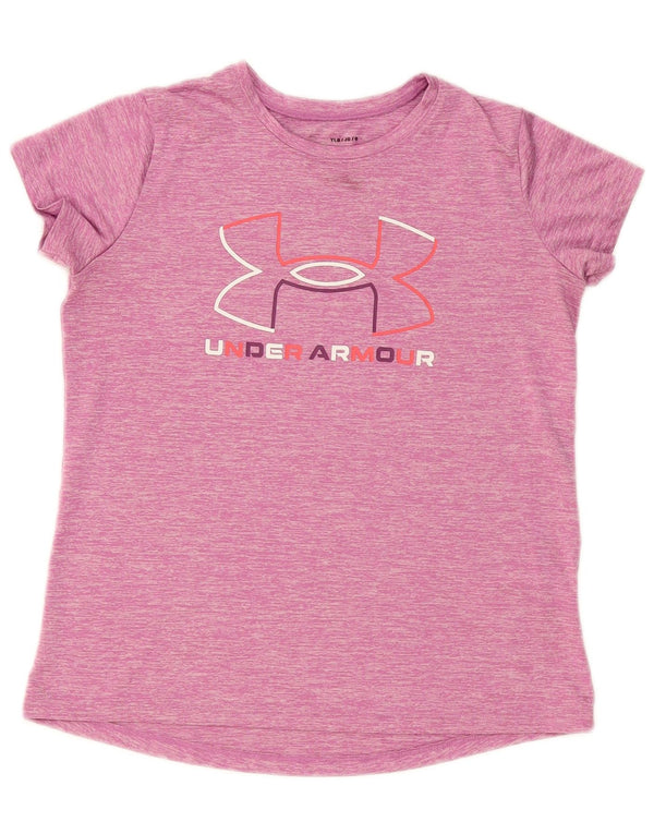 Under Armour Girls Graphic T-Shirt Top 11-12 Years Large Pink Flecked