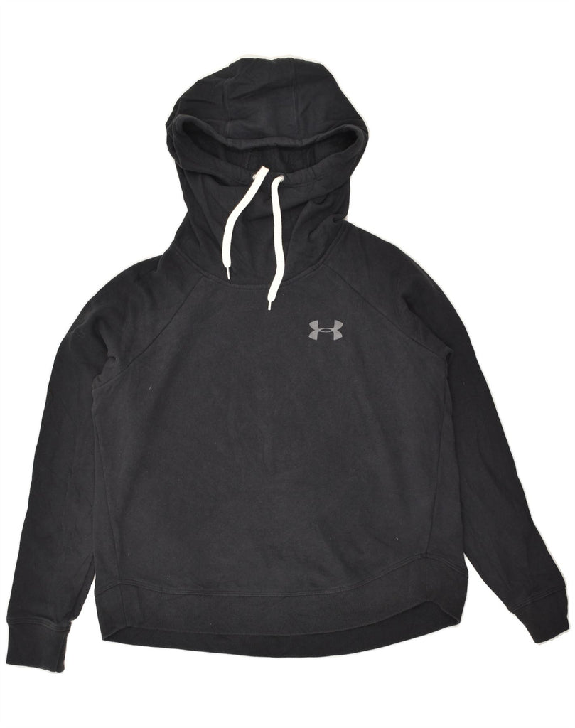 UNDER ARMOUR Womens Hoodie Jumper UK 14 Medium Black Cotton | Vintage Under Armour | Thrift | Second-Hand Under Armour | Used Clothing | Messina Hembry 