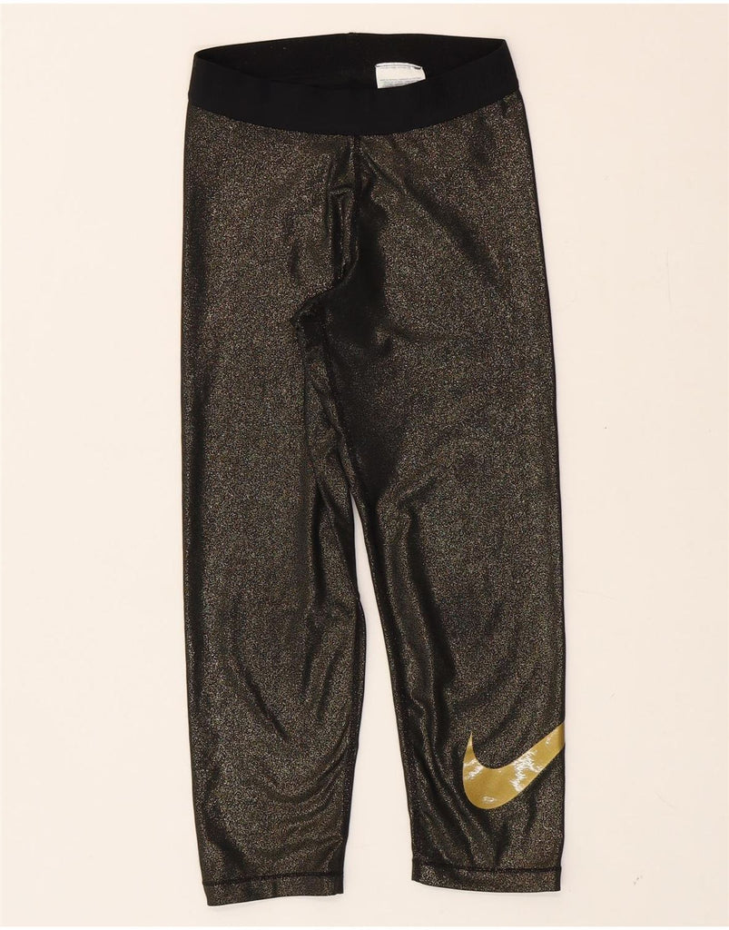 NIKE Womens Capri Graphic Tracksuit Trousers UK 6 XS Black Flecked Vintage Nike and Second-Hand Nike from Messina Hembry 