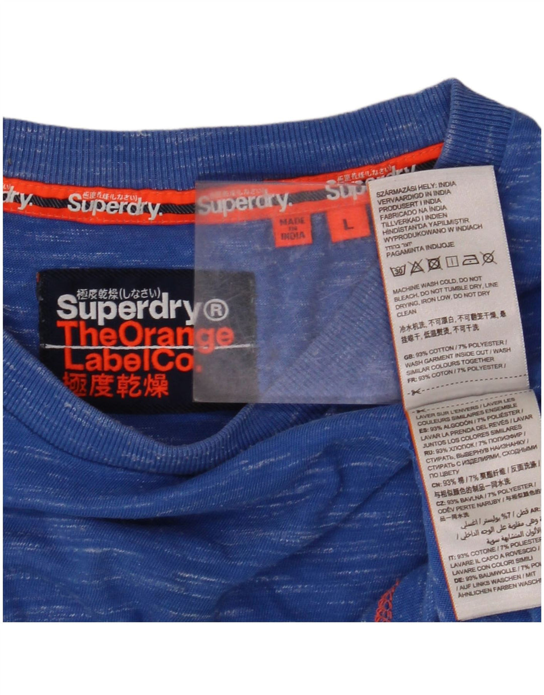 SUPERDRY Mens T-Shirt Top Large Blue Flecked Cotton