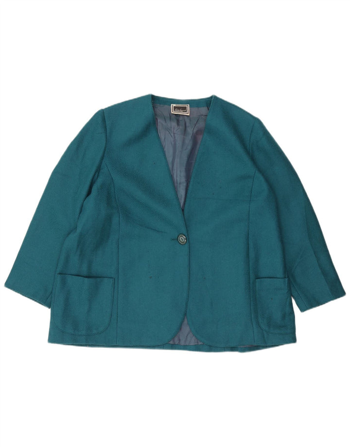Luisa Spagnoli Womens 1 Button Blazer Jacket UK 20 2XL Blue Wool