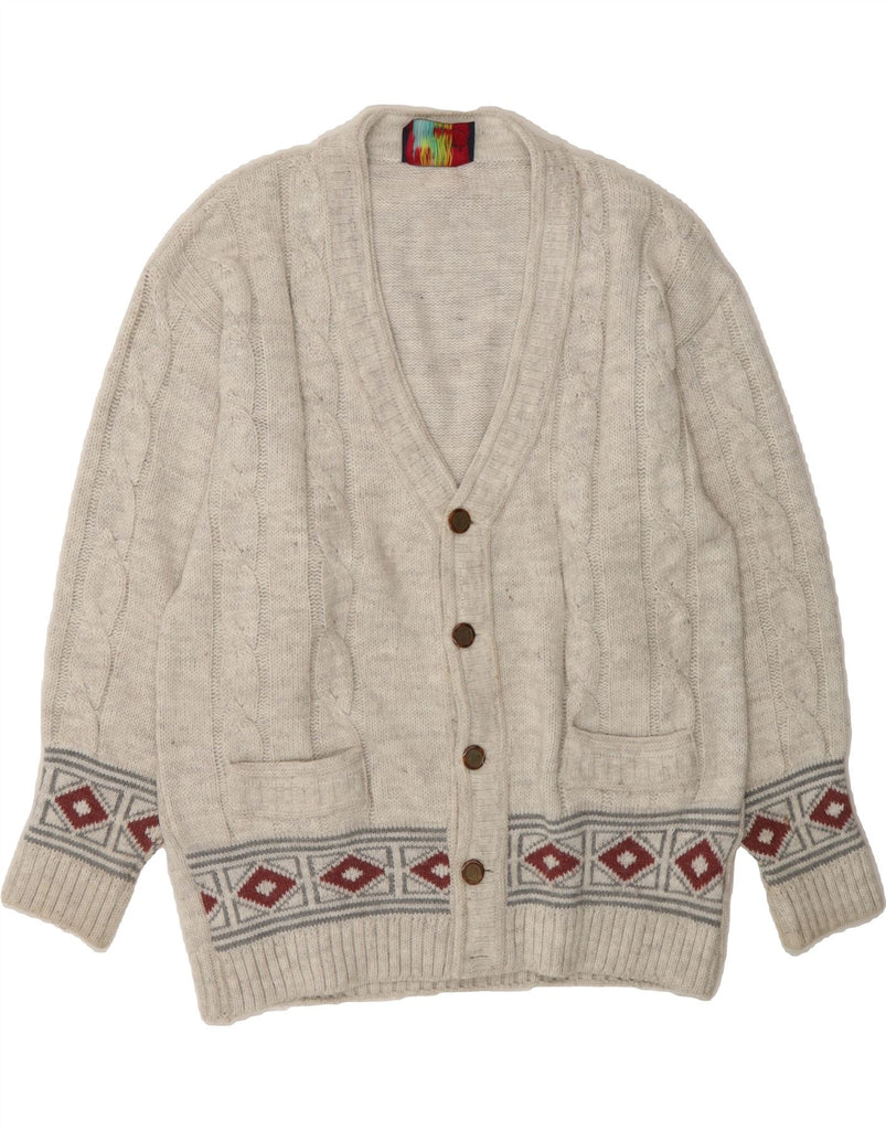VINTAGE Mens Cardigan Sweater XL Grey Argyle/Diamond Vintage Vintage and Second-Hand Vintage from Messina Hembry 