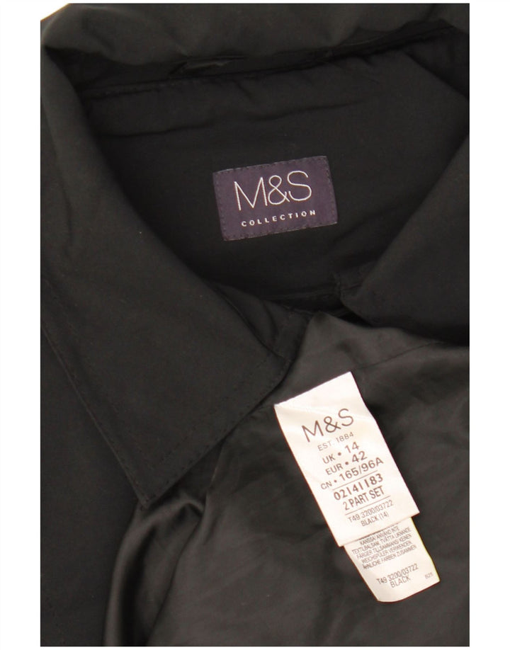 MARKS & SPENCER Womens Trench Coat UK 14 Large Black Polyester