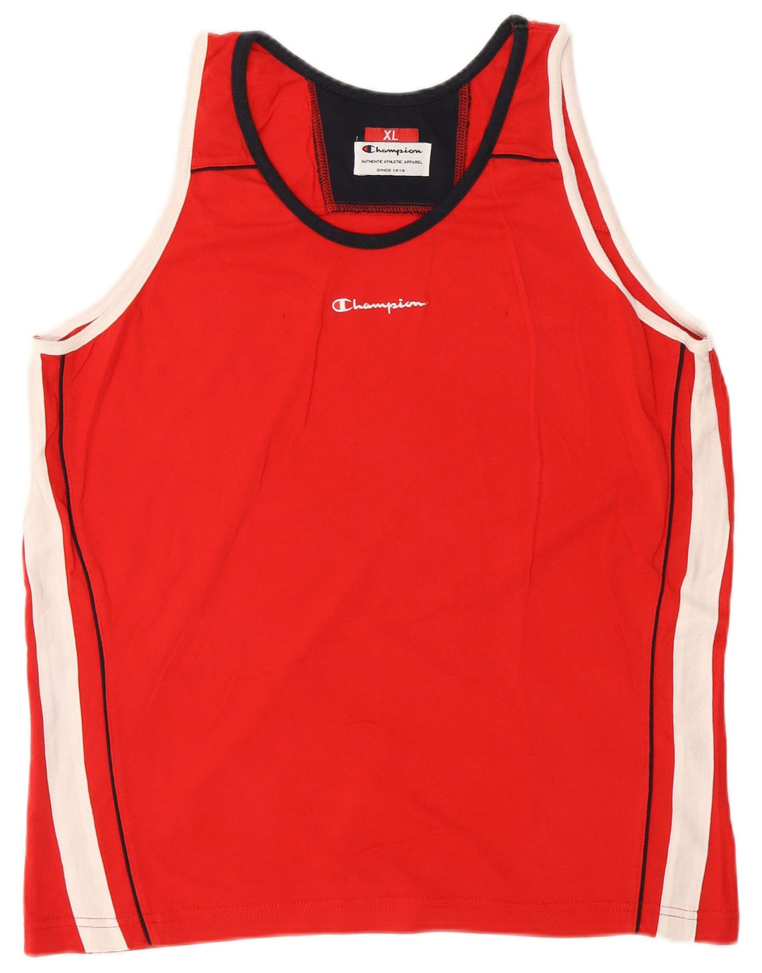 CHAMPION Mens Graphic Vest Top XL Red Colourblock Cotton