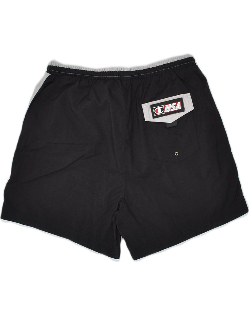 CHAMPION Mens Sport Shorts Medium Black Colourblock Polyamide | Vintage Champion | Thrift | Second-Hand Champion | Used Clothing | Messina Hembry 