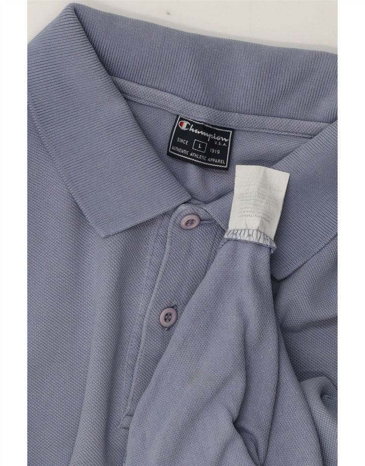 Champion Mens Polo Shirt Large Purple Cotton