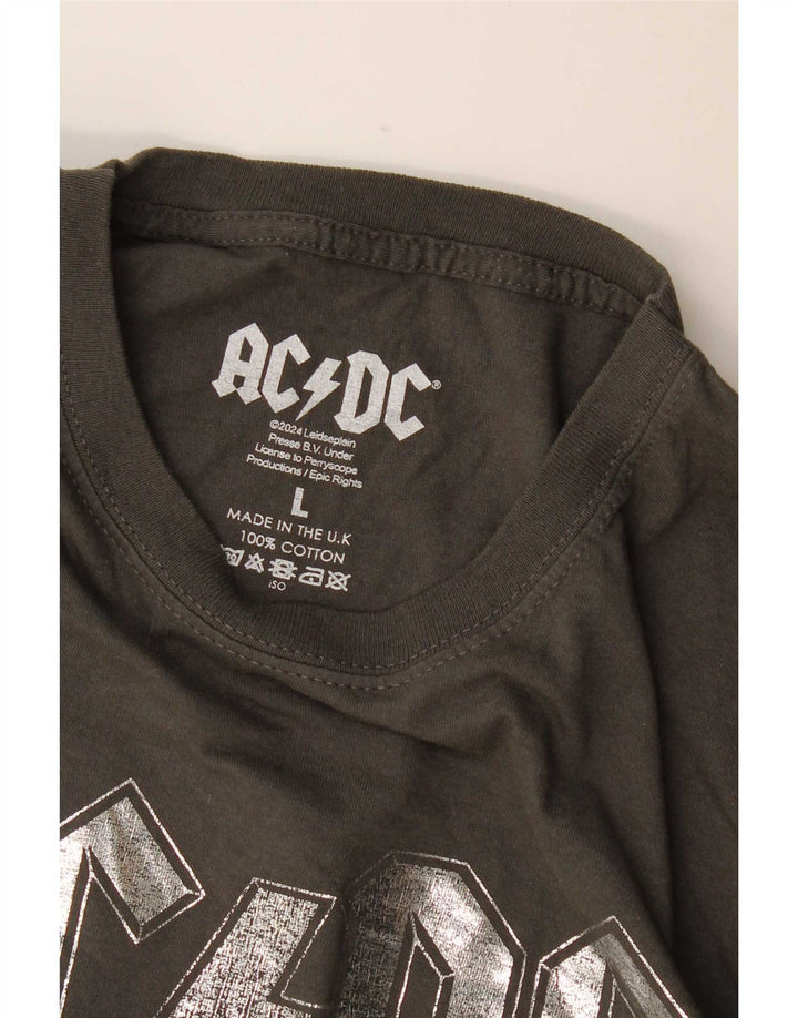 AC/DC Mens Graphic T-Shirt Top Large Grey Cotton Band