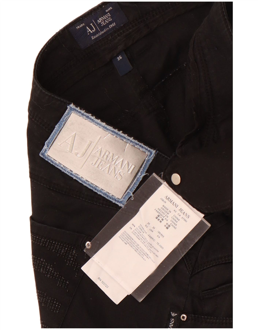 Armani Womens Slim Cropped Trousers W35 L25 Black Cotton