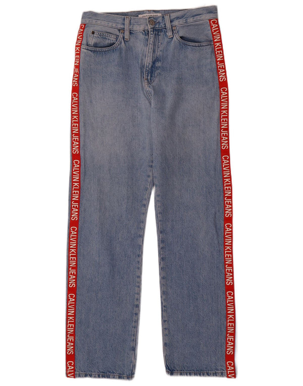 Calvin Klein Womens Graphic Straight Jeans W29 L30 Blue Colourblock Cotton