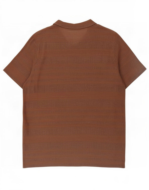 Perte by Krizia Womens Short Sleeve Shirt UK 16 Large Brown Striped